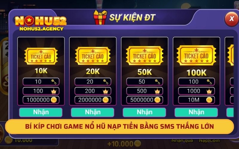 Bí kíp chơi game nổ hũ nạp tiền bằng SMS thắng lớn 